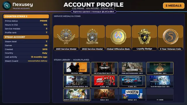 🚀 ⟦ CS2 PRIME ⟧ +5 RARE MEDALS: SERVICE 2021 ✦ 2015 ✦ +11 GAMES ✦ FULL ACCESS ✨ #3XNJUN, Sale, Inventory empty, PRIME