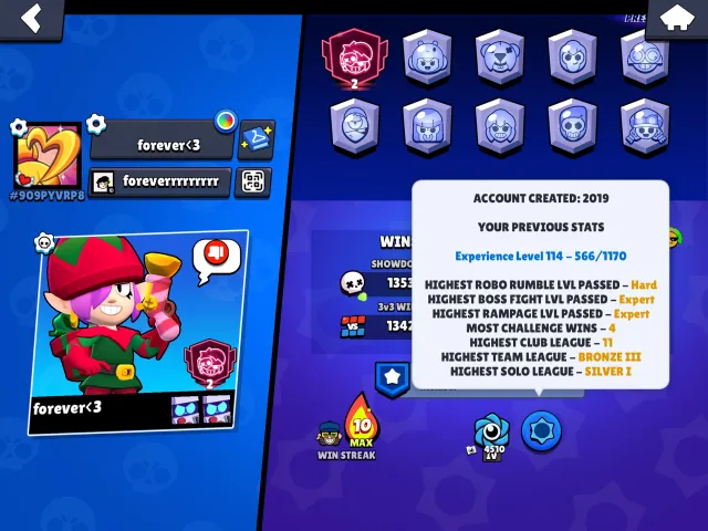 🖤Penny's assistant, Ninja Tara🤍 a lot of Old Skins, trophies 19720, brawlers 73, primes 2