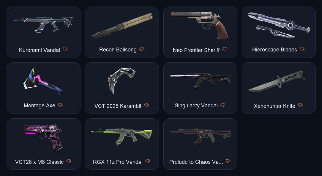 【 ~ 35 000 VP 】【 Recon Balisong / VCT Karambit / Xenohunter 】【 9 Vandals 】【 Neo Frontier Sheriff 】, Sale, Silver 3, Agents: 24, Skins: 51