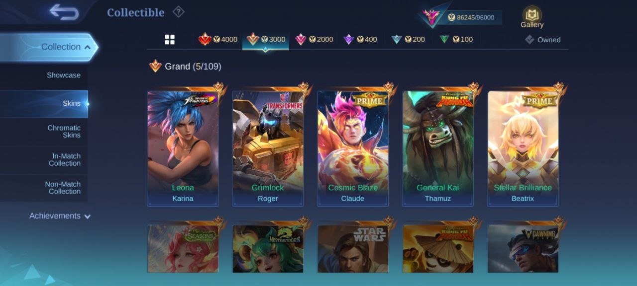 prime Claude bertix general Kai thamoz LUCKYBOX Hayabusa estas deluxe 44 skin⚡MC 119, Sale, Rank: Mythic, Level: 118, Winrate: 50%, Heroes: 130, Skins: 317