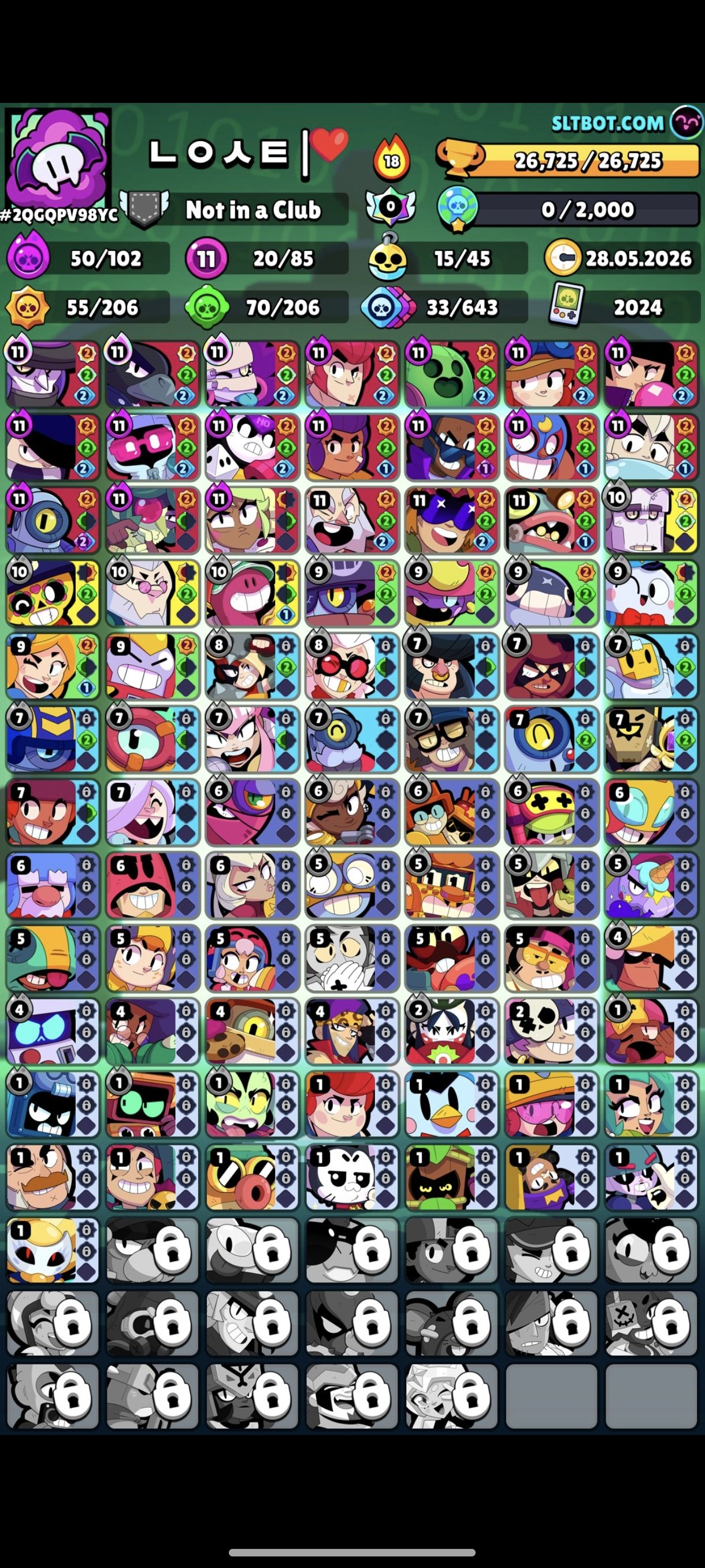 Top acc with brain pumping, trophies 26000, brawlers 85, primes 12