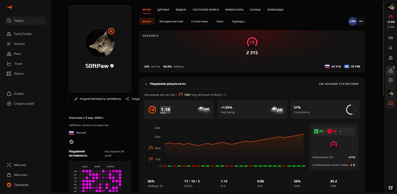 🔥 STEAM + FACEIT PREMIUM 🔥 2315 ELO 🔥 326 MATCHES 🔥 NATIVE MAIL 🔥