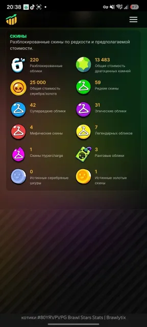 account with 6 primes, 32701 trophies, 92 brawlers, 6 primes