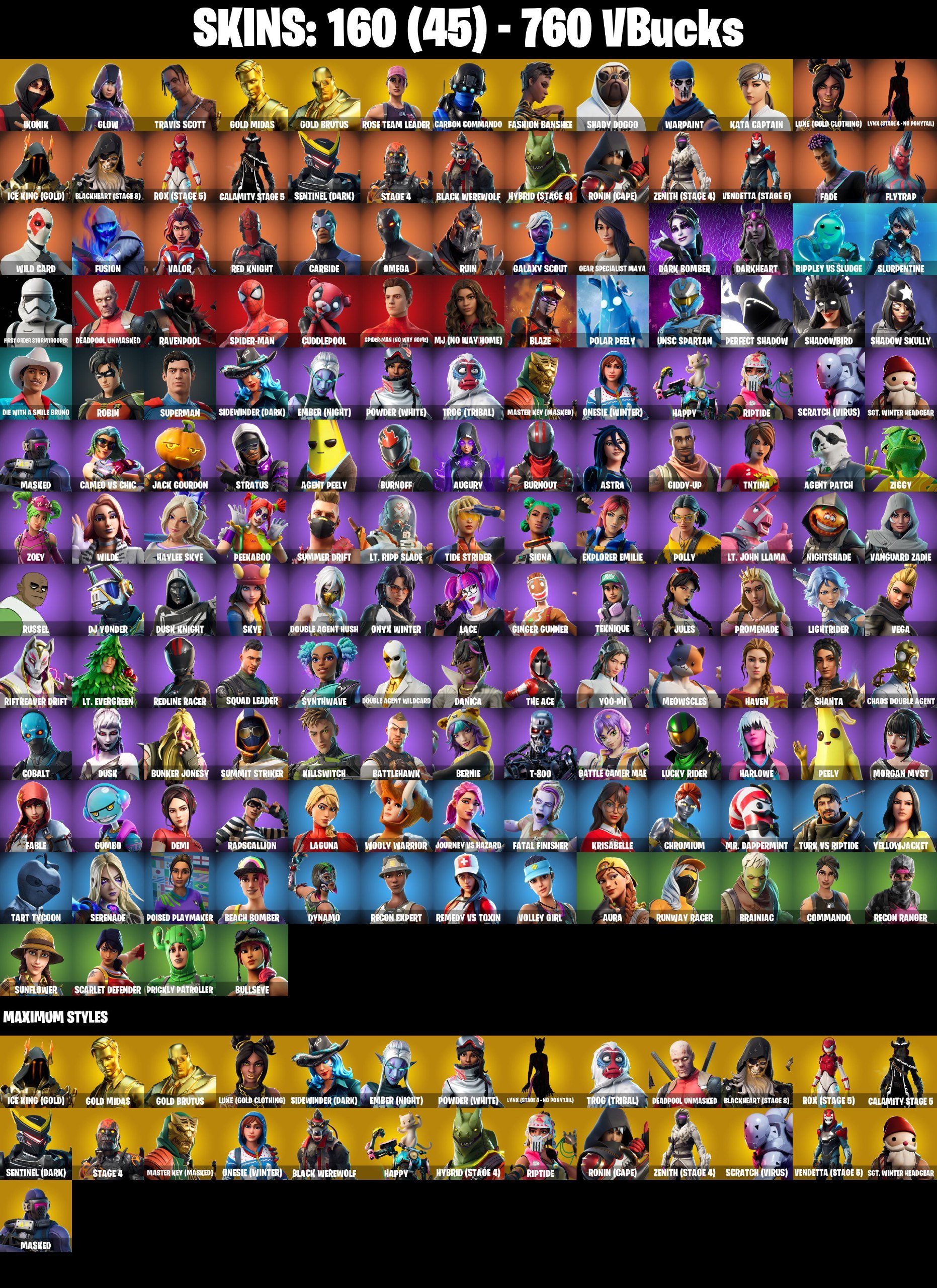 [PC/PSN] 192 SKINS | IKONIK | Glow | Travis Scott | Rose Team Leader | Warpaint | Carbon Commando, Sale, skins 192