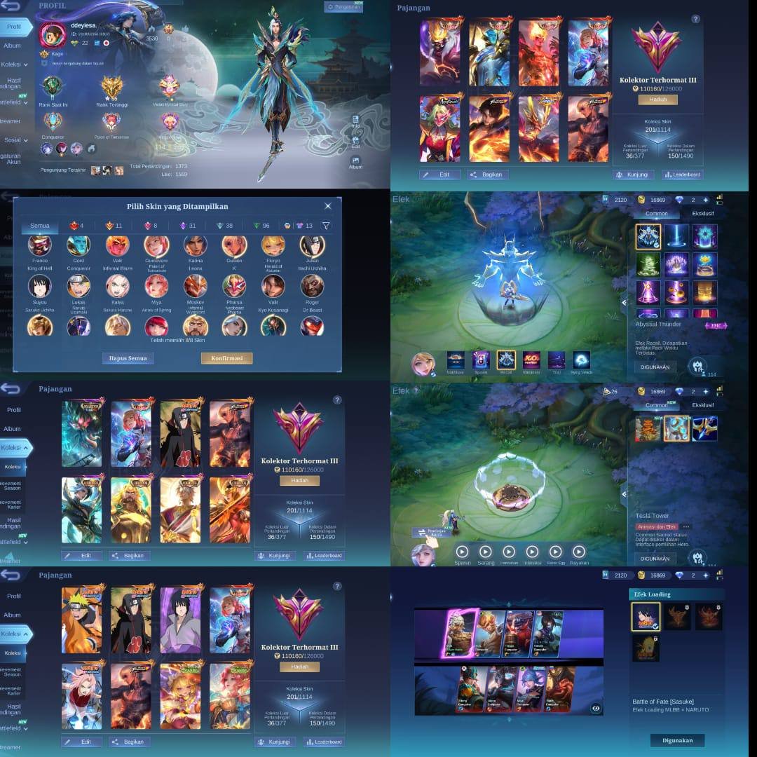 💚Anime Account💚Legend(4),Naruto(4),Collector(5),Seasons(2),AllStar Moskov,NeoBlast Fasha,KOF(2)💚, Sale, Rank: Epic, Level: 22, Winrate: 50%, Heroes: 114, Skins: 201