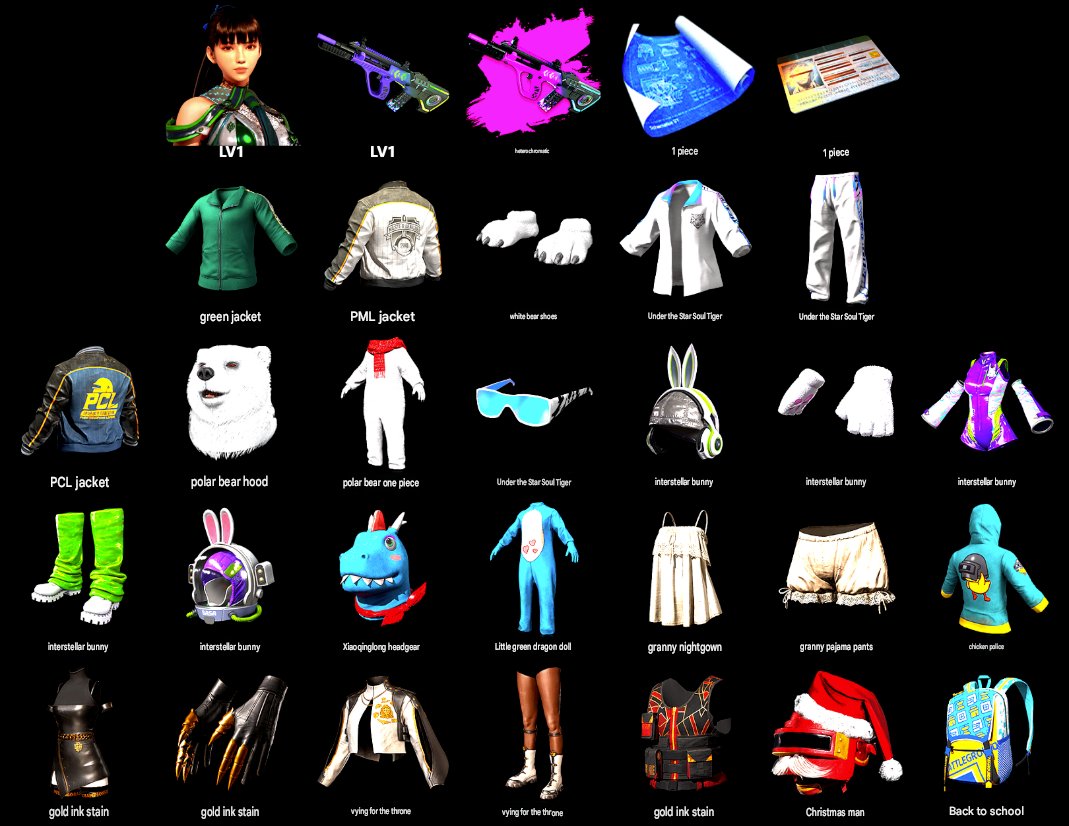 🔫 AUG NEON DREAM (CHROMA MAGENTA) | 🆔 NAME CHANGE CARD | 🐼 POLAR BEAR SET | 🐰 EVE SET, No BATTLEGROUNDS Plus