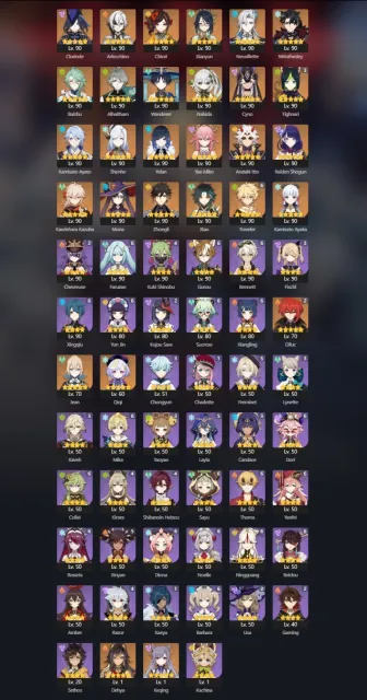 Klorinda C1, Harlequin, Tiori, Xian Yun and others / many signature weapons / 17k stones and 27 pulls, Any platform, Email linked, Iter, Levelled up, AR 60, Event 37, Primogems 17000