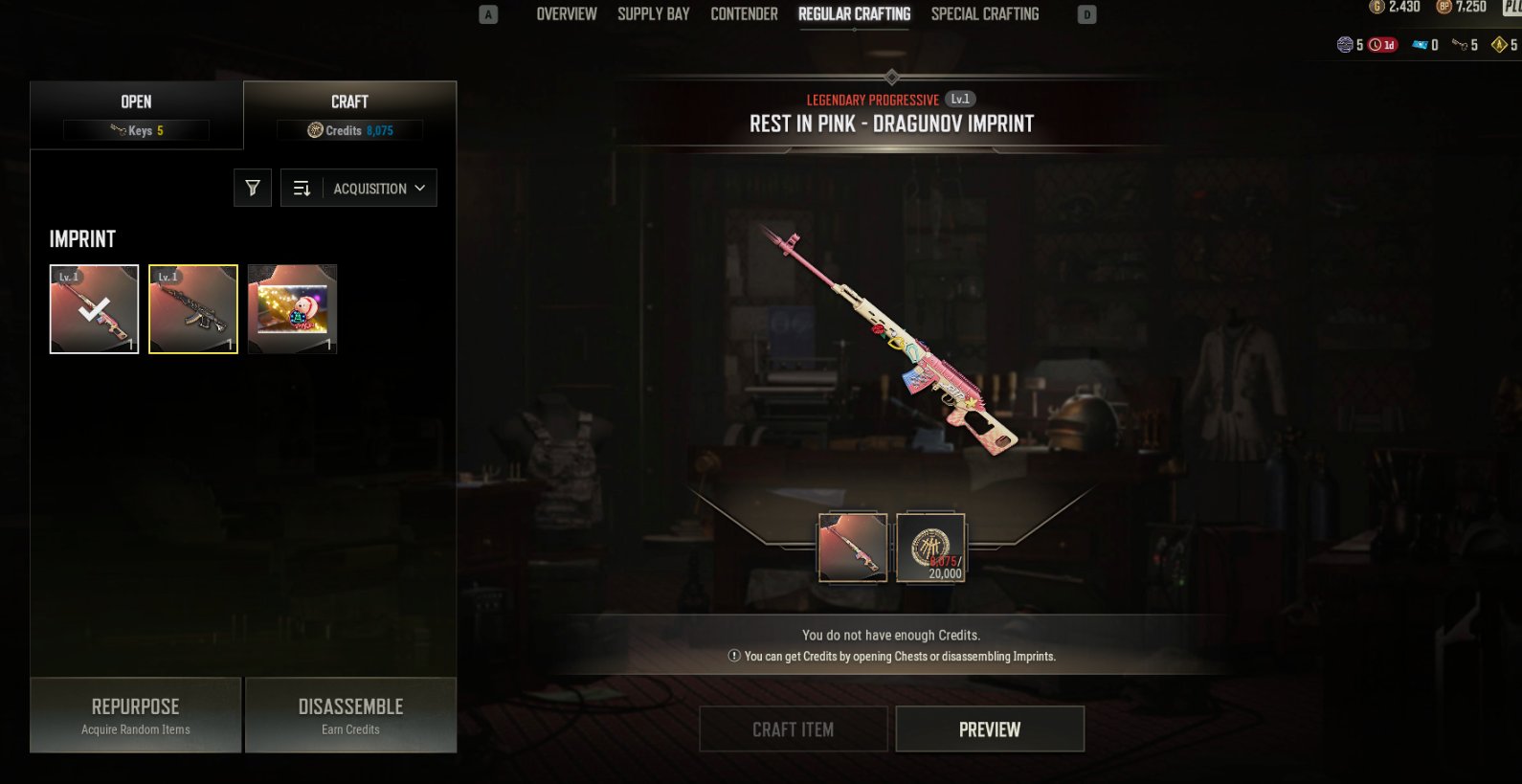 2400 G-COINS PROGRESSIVEAUG NEON DREAM 3 LVL + DRAGONOV + ACE32 DEMON TOUCH IN CRAFT, No BATTLEGROUNDS Plus
