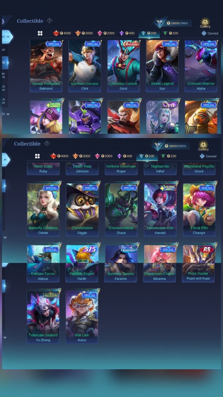 Natalia Collector • Pegasus Seiya • Gaara • Valir Draconic • Saber Regulator, Sale, Rank: Mythical Immortal, Level: 1, Winrate: 1%, Heroes: 1, Skins: 155