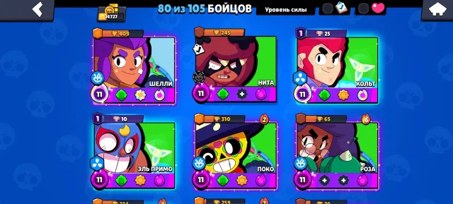 Clear account, who is ready to buy, waiting, 14727 trophies, 80 brawlers, 7 primes
