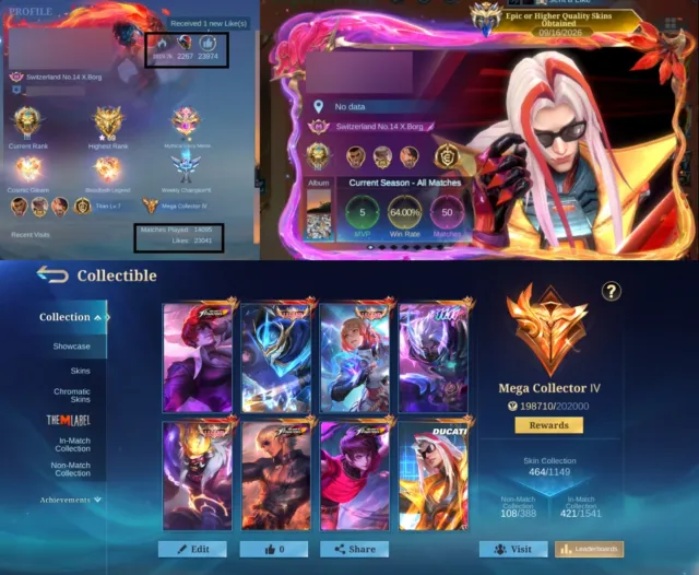 464 Skins 3 Legend 6 KOF 4 Transformers Mega Collector Max Emblems Rare Emojis, Продажа, Ранг: Легенда, Уровень: 119, Процент побед: 49%, Герои: 133, Облики: 464