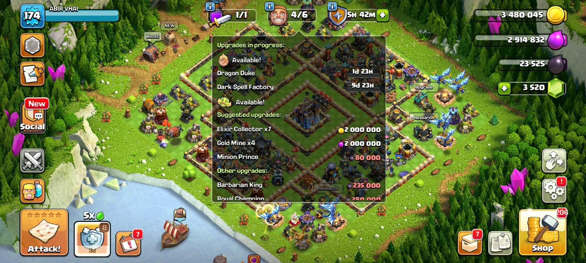👑 ТХ 18 Макс ⚔️ Герои 87-100-48-42-6 ⭐ Spiky Ball Макс 🛡️ Snake Bracelet Макс 🗿 Action fugure max, 18 TH Main Village, 10 TH Builder