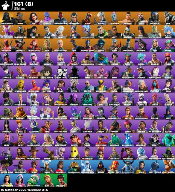 🔥 【FORTNITE】 💚 Лара Крофт, Мідас, Take The Elf, Drift 💚 161 скин | 2178 ур. | 1400 V-Bucks, Продажа, скини 161