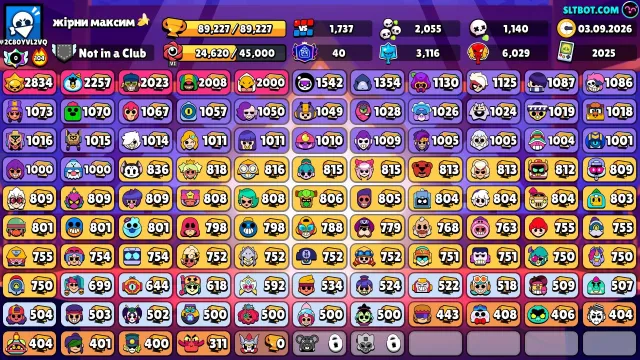 🏆89,227⭐️104/106🏹24 11 POWER🫧Legendary League☄️1 BP+🌤️NORM ACCOUNT for push🍭ALMOST 3K🪐, 89227 trophies, 104 brawlers, 40 primes