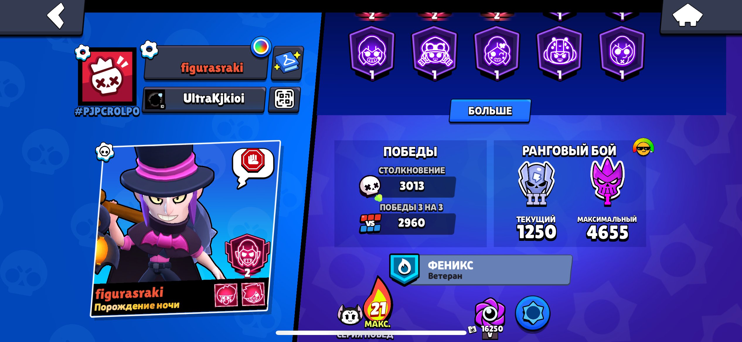 Top account view on YouTube 🤑, trophies 48000, brawlers 100, primes 22