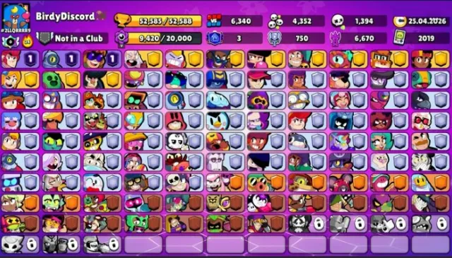 🏆235 SKINS 🏆🔮20,476 SPENT GEMS💎🔱52,585 TROPHIES💎🔱95 BRAWLERS + 36 MAX BRAWLERS, 52,585 trophies, 95 brawlers, 36 primes