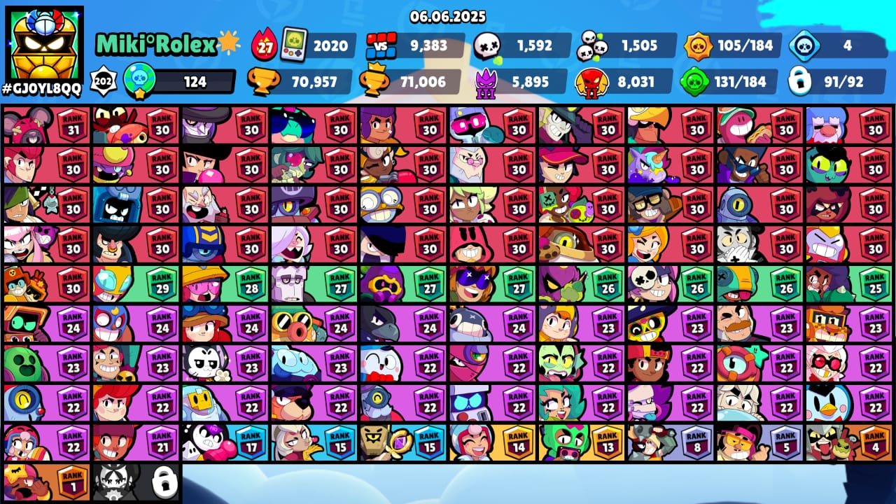 🏆 TOP BRAWL STARS ACCOUNT🏆 🎖️40 FIGHTERS RANK 30🎖️ 💎211 CRYSTALS💎 ⭐2 TITLES⭐, trophies 70957, brawlers 91
