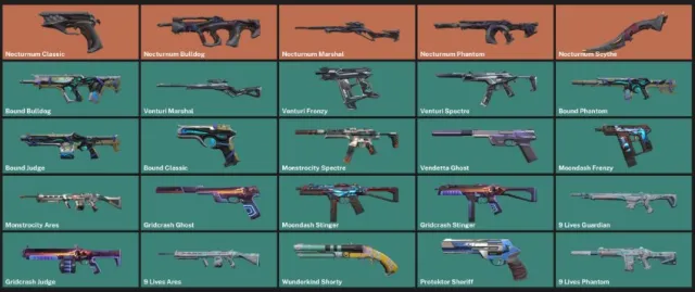 🟢🍀 NOCTURNUM (ENTIRE COLLECTION) + BP SKINS ⬇️🍀🟢, Sale, Gold 2, Agents: 25, Skins: 25