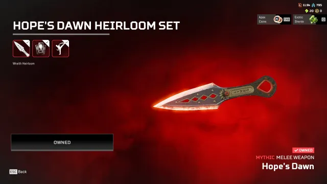 💎[EAapp/PSN/XBOX] 252 leg.items \\ BP S13,14,15,16,17,24(s2) - WRAITH HEIRLOOM KUNAI // FLAT TOPTIER, Серебро, 539 уровень, Реликвия: Есть
