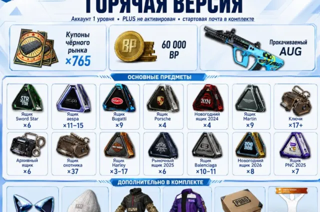 AUG🔥765 КУПОНОВ🌟 150 КЕЙСОВ🌟 ПОЛНАЯ ПЕРЕПРИВЯЗКА АККАУНТА НА ВАС 🔥, Есть BATTLEGROUNDS Plus