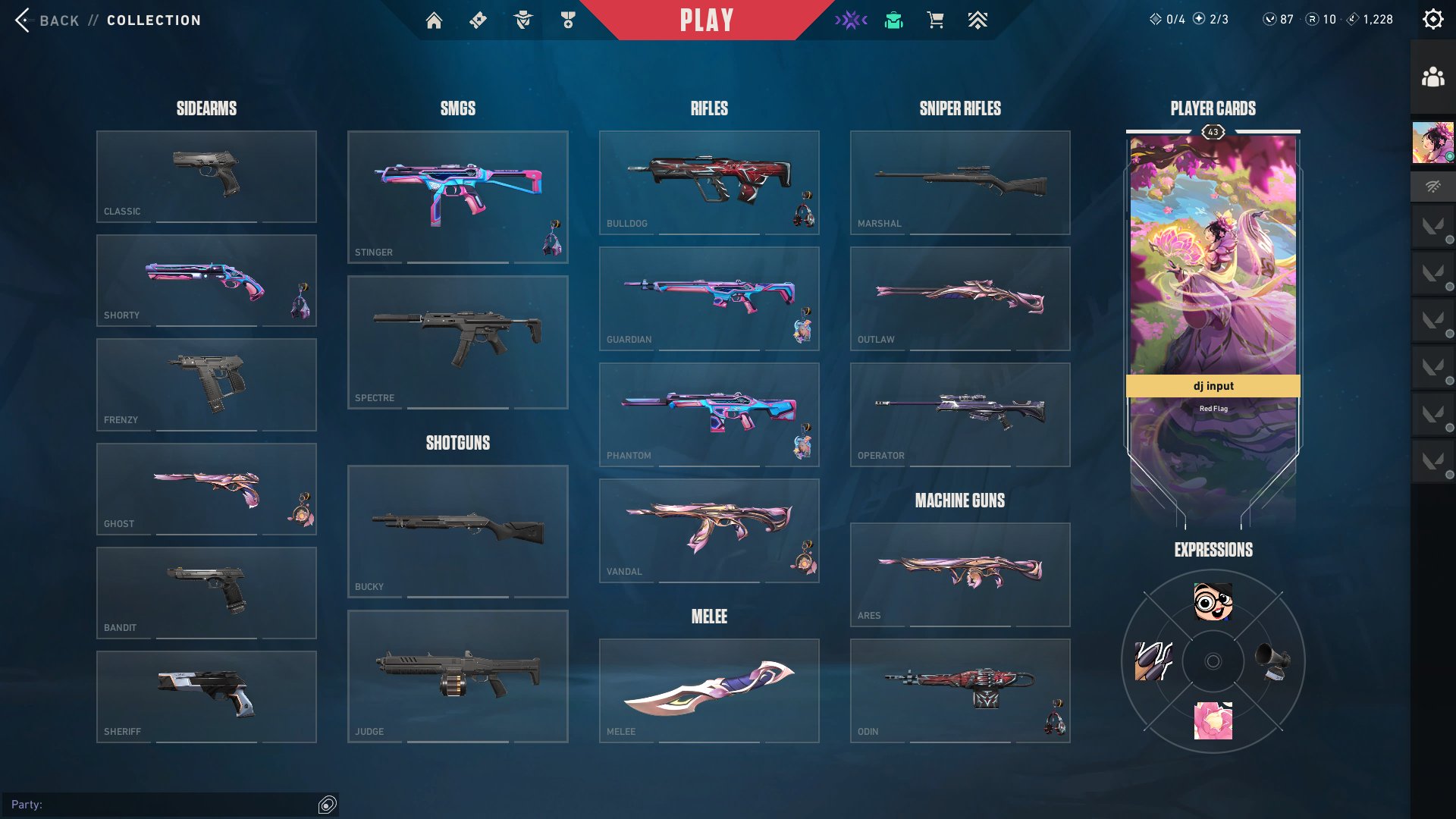 9 purchased skins, the full bundle / set / collection "Mystbloom", Sale, Gold 3, Agents: 12, Skins: 21