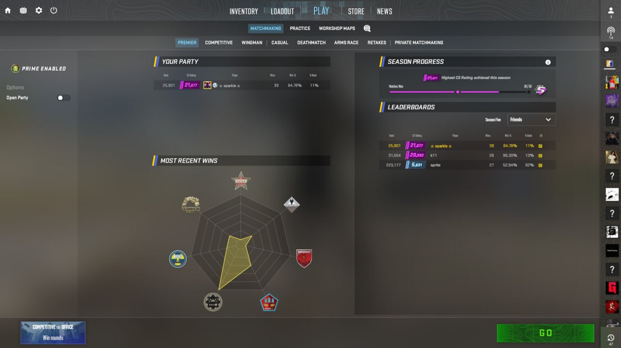 ⭐️ CS2 Prime ⭐️ First Mail ⭐️ 21677 rating ⭐️, Sale, Available, Yes PRIME, 21677 CS Rating, Competitive
