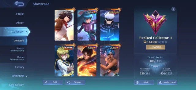 Fanny main, good for mage users too, Sale, Rank: Mythic, Level: 108, Winrate: 60%, Heroes: 133, Skins: 408