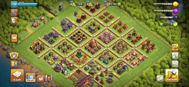 16 th 99% full | 238LVL | 85/86/61/61/45/10 | top equipment | 6 builders, 16 TH Home Village, 10 TH Builder