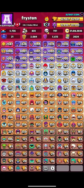 SELLING A VERY RICH ACCOUNT IN BRAWL STARS, 47000 trophies, 105 brawlers, 21 primes