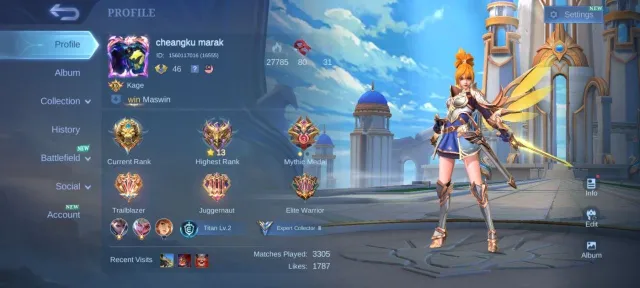 🔥KOF Karina EPIC✨ Harley Uranus Freya Gatokacka khufra Carmila emblem Max🔥, Sale, Rank: Mythic, Level: 46, Winrate: 50%, Heroes: 95, Skins: 151