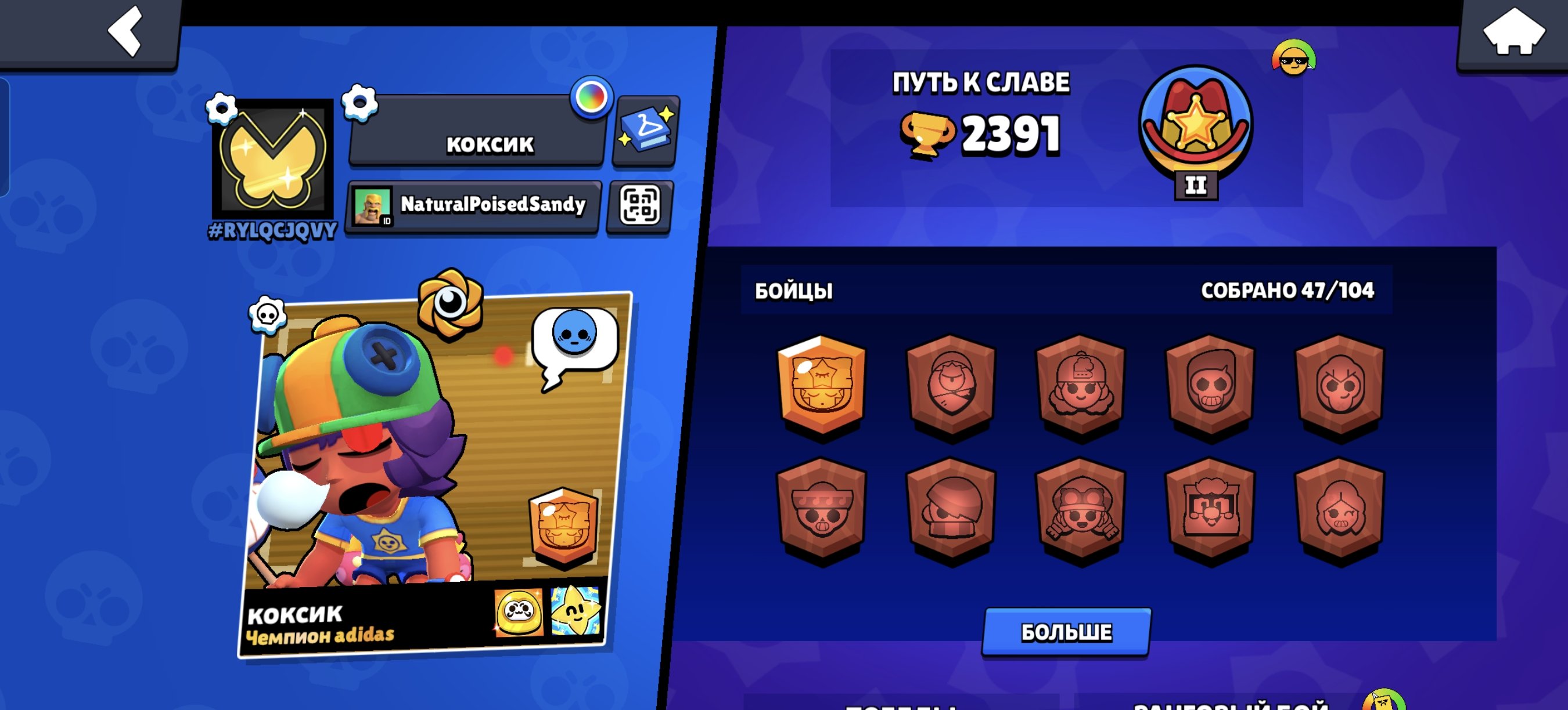 A BEGINNER'S ACCOUNT, trophies 2391, brawlers 47