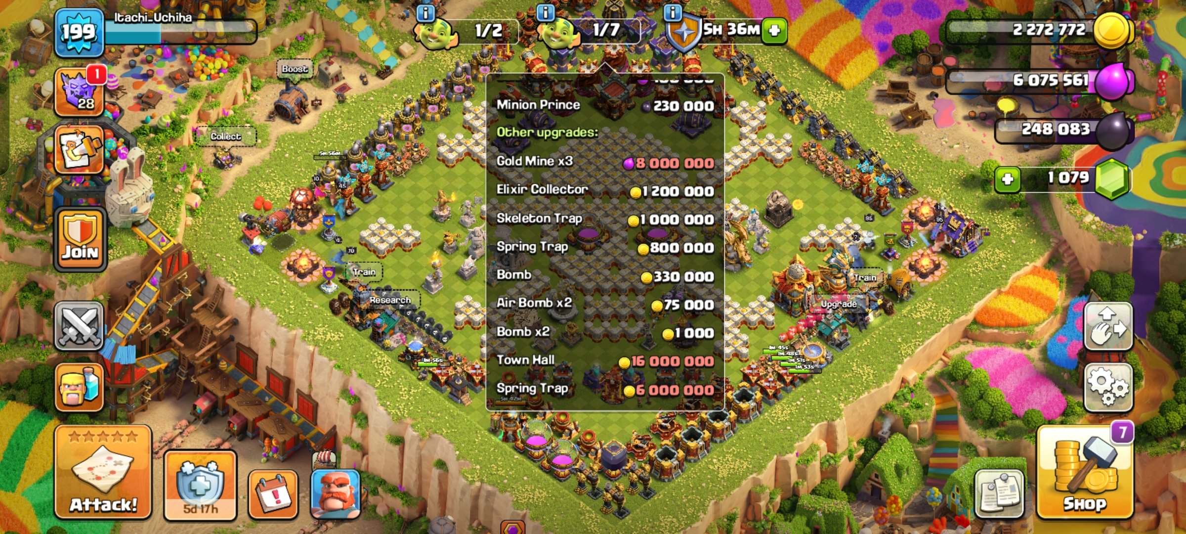 Decoration account Th16 near max🔥8x epic equipment🔥1100 gems🔥3scenery🔥9hero skin 🔥, 16 TH Main Village, 9 TH Builder