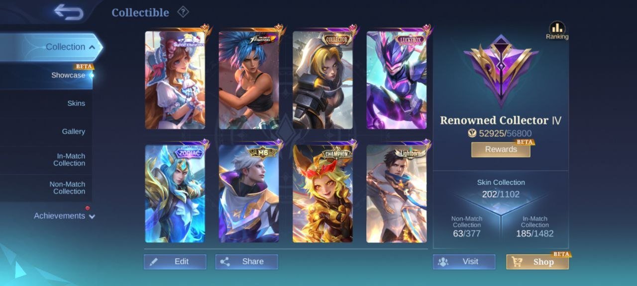 KOF Karina⚡fluffy floren⚡LUCKYBOX Karrie⚡Natalia deluxe 34⚡EPIC valir⚡Roger⚡Uranus emblem Max, Sale, Rank: Mythic, Level: 55, Winrate: 51%, Heroes: 100, Skins: 202