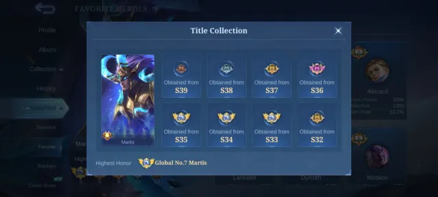🔥🌎Global 7 Martis🌎🔥Legend Johnson🔥KOF Gusion🔥Nexus Nolan🔥Zodiac Martis🔥
