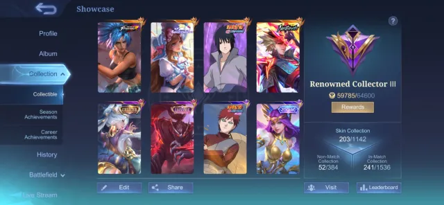 SASKE SU E🖤 LING NEOBIST🌆 ALISA COLLECTOR🪷 HAYABUSA SHADOW OBSCURO⛓️ and many other skins!✨, Sale, Rank: Mythical Immortal, Level: 46, Win rate: 55%, Heroes: 93, Skins: 203