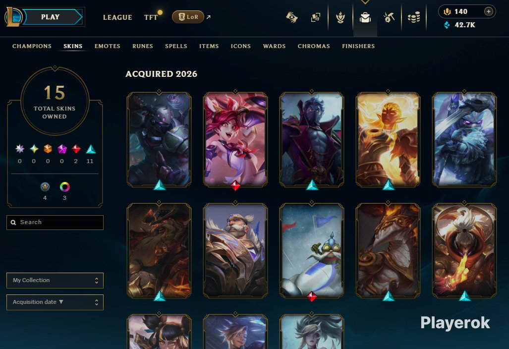 league legends fine sh acc, Sale, level 57, champions 111, skins 15, Platinum