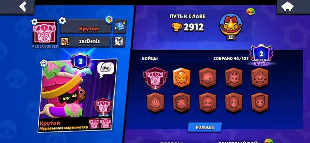 🚨🔥 GET IN BEFORE THE ACCOUNT IS TAKEN!🔥🚨, 2912 trophies, 44 brawlers, 2 primes