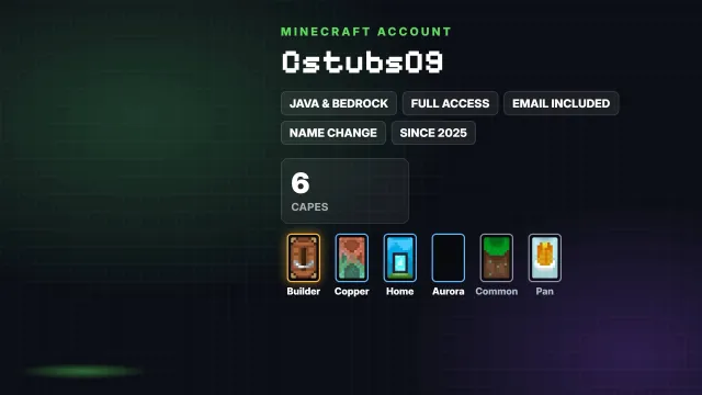 🦸 Cloaks (6): Builder, Copper, Home, Aurora, Common, Pan ✅ Java & Bedrock & full access, Sale, All account data