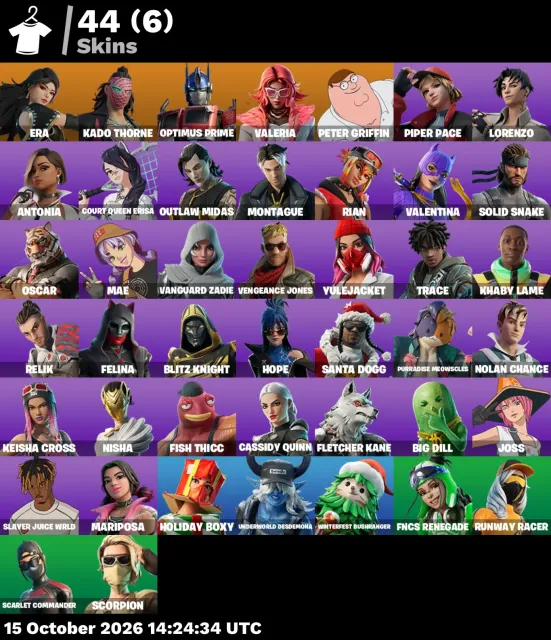 🚀 【FORTNITE】 ✨ Era, Kado Thorne, Optimus Prime, Valeria ✨ 44 скина | 1063 ур. | 350 V-Bucks, Продажа, скины 44