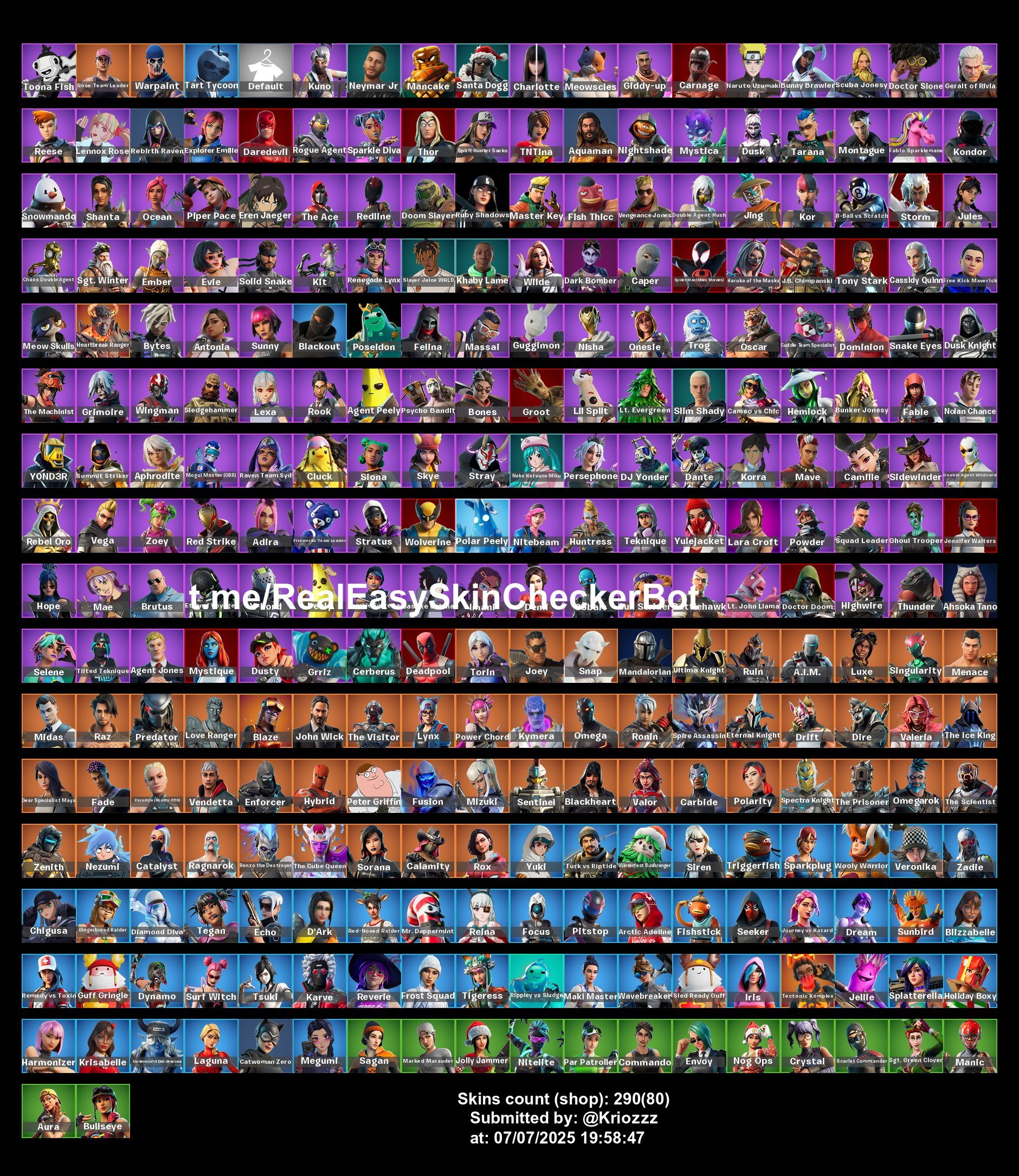 💥290 skins | 🌟 Fortnite account