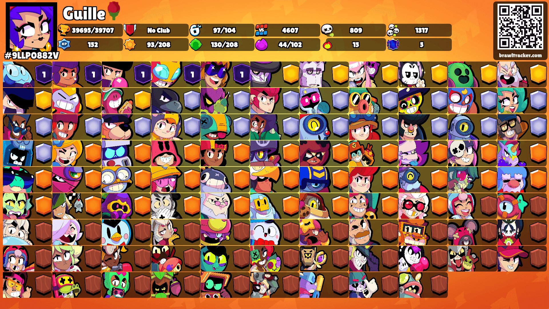 39k+ cups, 97 fighters, details on the screenshots and in the BOS, trophies 39000, brawlers 97, primes 5