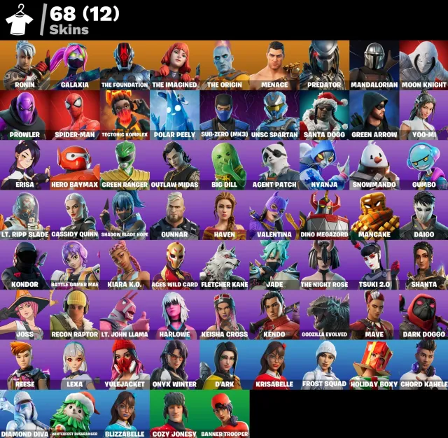 👕 68 skin 🎮 1441 Seviye 💰 100 V-bucks 💰 Ronin | Galaxia | The Foundation | The Imagined | Satış, skinler 68