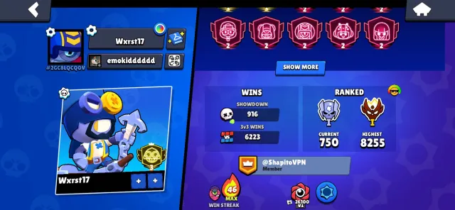 Fat account with a lot of upgrades, x1 new master, has 2 3 prime Edgar and Carl, 55935 trophies, 94 brawlers, 43 primes