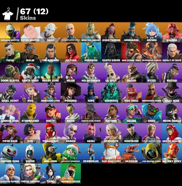 [PC/XBOX/PSN] 67 SKINS | LVL 1278 | 750VB | PARADIGM | PETER GRIFFIN | 9 EXCLUSIVES 🔥, Vente, skins 67