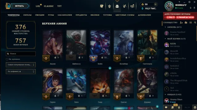 265 level, 151 champions, 267 skins. Sale, level 265, champions 151, skins 267, No rank