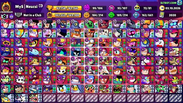Bought 3-PRO PASS and 24-BP+ | 72 Brawlers out of 81 | 93 Brawlers at power 11 | Read description!, 90500 trophies, 107 brawlers, 62 primes