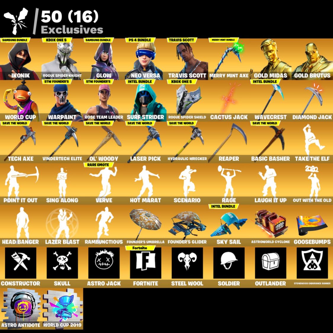 fortnite main acc travis ikonik xbox minti, Sale, skins 152