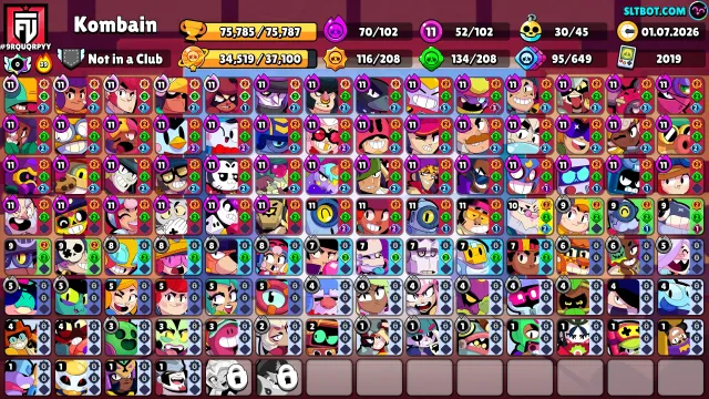 Acc 2018 y o with 3 prestige and old master, trophies 75785, brawlers 102