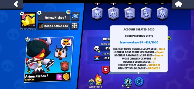 🔥⚡️Account for starting, very old account⚡️🔥, 18000 trophies, 60 brawlers, 2 primes