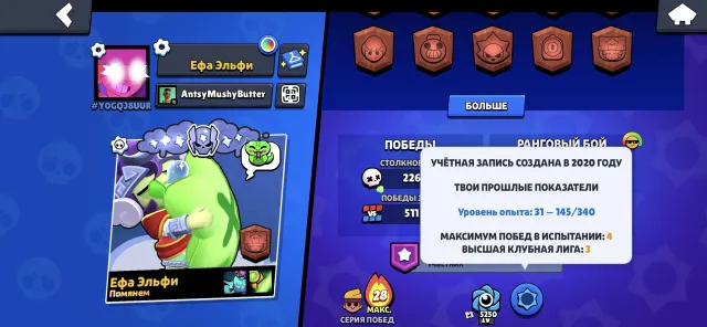 💖Brawl Stars Account (for Twink) 💖, 4227 trophies, 73 brawlers